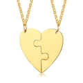 Golden heart-shaped puzzle pendant necklace set with polished metallic finish - Gold Single Pendant (No Chain)