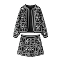 Dames 2-delige katoenen set met wit geborduurde bloemen jasje en korte broek - S / Set van Top en Shorts