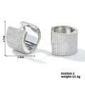 Detailed view of silver hoop earrings with cubic zirconia, size 1.7cm by 1.4cm - E02854-2 (Large)