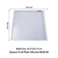 Translucent square silicone tray mold for resin DIY measuring 26.3x26.3cm and 1cm deep - Square Fruit Tray Mold