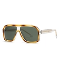Retro oversized square sunglasses with tortoiseshell frame and green lenses - Clear Tortoise Frame Green Lens