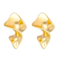 Boucles d'oreilles dorées irrégulières au design torsadé minimaliste et artistique - Or KC (N-448)