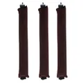 Close-up of three dark brown heatless hair rollers with soft velvet fabric and end clips - 3 Pieces Set / Coffee
