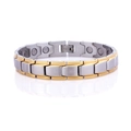 Two-tone gold and silver stainless steel magnetic bracelet with wave link design - Gold Silver Two Tone Wave Style (KB46073)