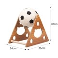 Triangle wooden cat scratcher with a black and white sisal rope soccer ball toy - MDF Soccer Triangle Extra Large