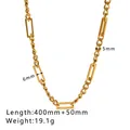 Größentabelle für klobige Edelstahlkette mit Details zur Länge von 400mm plus 50mm - 18K Gold / Gold (HF-X2270)