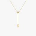 Elegante collana lunga a Y in argento S925 dorato con ciondoli a cuore e zirconi lucenti - Coulisse Regolabile / Oro 18K
