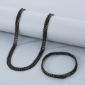Conjunto de collar y pulsera de cadena de eslabones de acero inoxidable negro para hombre - Pulsera 7mmx21cm / Negro