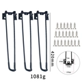 Set of 420mm black hairpin furniture legs with mounting screws for DIY resin tables - Folding Table Legs 42cm (3Pcs + Screws)