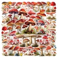 Vintage mushroom series waterproof PET stickers for DIY scrapbooking and phone case decor - Wild Mushrooms-50pcs