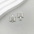 Set of two silver turtle charms in antique finish for DIY ocean jewelry making - Antique Silver Ocean Small Turtle 12*19mm