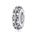Funkelnde S925 Sterlingsilber Charms mit graviertem Winter-Schneeflocken-Muster - Schneeflocke Zwischenperle (0478)