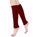Vertical ribbed knit leg warmers for women in deep burgundy wine red color - One Size / Burgundy