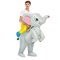 Funny inflatable elephant rider costume with blue eyes and yellow legs for parties - Children Riding Elephants / One Size