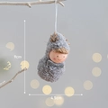 Gray plush reindeer doll ornament with silver bow and hanging string for Christmas decor - Grey Snowman-Boy