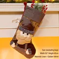 Linen and velvet Christmas stocking with 3D Santa doll, 30x45cm festive wall hanging - Santa Claus Style (077-A)