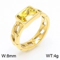 Vintage 18K gold plated titanium ring featuring a large rectangular yellow zircon stone - Gold