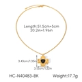 Gedetailleerde afmetingen van de gouden kruis ketting met een zwart hart steentje - Kruis met zwarte hart edelsteen (HC-N40483-BK)