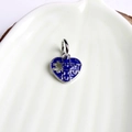 Dark blue enamel heart puzzle pendant charm in bright silver alloy for DIY jewelry - Sapphire Blue