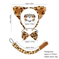 Leopard print cat ear headband set with bow tie tail and face stickers for costume - Gold Velvet Furry Leopard 3-Piece Set + Face Sticker