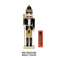 Casse-noisette roi en bois noir et or de 30 cm avec lance et boîte cadeau rouge - 3010D Roi au Sceptre Noir et Or