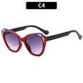 Cat eye glasses frame in bright red and black color block design with C4 variant style - C4-Red Frame Double Gray Lens