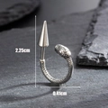Silver stainless steel snake piercing earring with 2.25cm height and cone tip design - Snake Shape (S376)