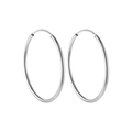 Minimalist S925 sterling silver hollow hoop earrings in polished silver finish - Silver