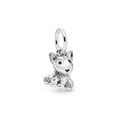 Silver bull terrier dog charm bead for jewelry making with metallic finish - Bull Terrier