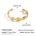 Polished gold stainless steel coffee bean link open cuff bracelet for women - Pig Nose Link Chain (YYBL023009)