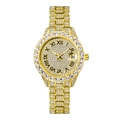 Orologio di lusso oro da donna con strass scintillanti e numeri romani neri - Oro