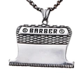 Collana con pendente a lama di tagliacapelli da barbiere in argento lucido da uomo - Colore Acciaio Senza Catena (B0206)
