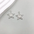 Silver star pendant with spiral texture and dot relief for DIY jewelry making - 1Pc Antique Silver Star 20*24mm