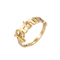 Gothic baby letter gold stainless steel open ring with adjustable minimalist design - Princess / Gold