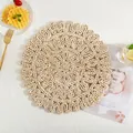 Natural handmade corn husk flower shaped placemat in straw woven style for dining table - Corn Husk Flower 38cm