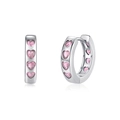Orecchini a cerchio in argento S925 con pietre di zircone rosa a forma di cuore - Rosa