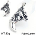 Silver vintage dragon pendant for men in punk style, size 50x32mm and weight 33g - Dragon Head with Talon Style(KP130529-TGX)