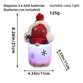 Gnome de Noël lumineux avec chapeau rouge à flocons et LED changeant de couleur, haut 21cm - Rouge