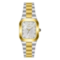 Montre carrée bicolore élégante avec bracelet en acier or-argent et cadran rayons - Bicolore Cadran Blanc
