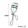 Rainbow metal eyelash curler with colorful plating and black silicone pad, 10cm x 3.8cm size - A5 Rainbow Titanium