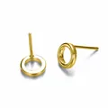 Minimalist 14K gold plated stainless steel small round stud earrings for women - Smooth Round (YE14989) / 8x8mm / Gold