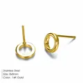 Minimalist 14K gold plated stainless steel small round stud earrings for women - Smooth Round (YE14989) / 8x8mm / Gold