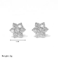 Paio di orecchini a lobo a fiore in argento con brillanti pietre in zirconia cubica - Stile B Platino