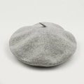 Classic light grey wool beret for women in a minimalist French artist style - M (56-58cm) / Light Heather Grey