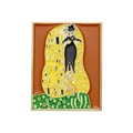 Artistic enamel brooch featuring a cat-themed version of Gustav Klimt The Kiss masterpiece - The Kiss Black Cat