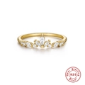 Elegant 18k gold plated S925 sterling silver crown ring featuring white marquise zircon stones - Style 4-Crown