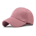 Close-up of pink baseball cap featuring a unique woven textured pattern and curved brim - Adjustable / Pink