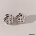 3D hollow petal stud earrings in polished silver stainless steel minimalist style - 3D Flower Earrings (PDE2597)