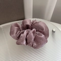 Detail of silk satin scrunchie in dusty rose with sparkling rhinestone embellishments - Bean Paste Purple