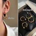 Créoles torsadées de 3cm en plaqué or avec cristaux de zircon pour femmes - 3cm / Tige en Argent - Or Grand (Plaqué Or Véritable)